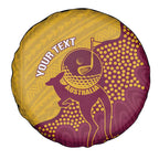 Personalised Australia Golf Spare Tire Cover Aussie Kangaroo Aboriginal Polynesian Pattern