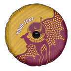 Personalised Australia Golf Spare Tire Cover Aussie Kangaroo Aboriginal Polynesian Pattern