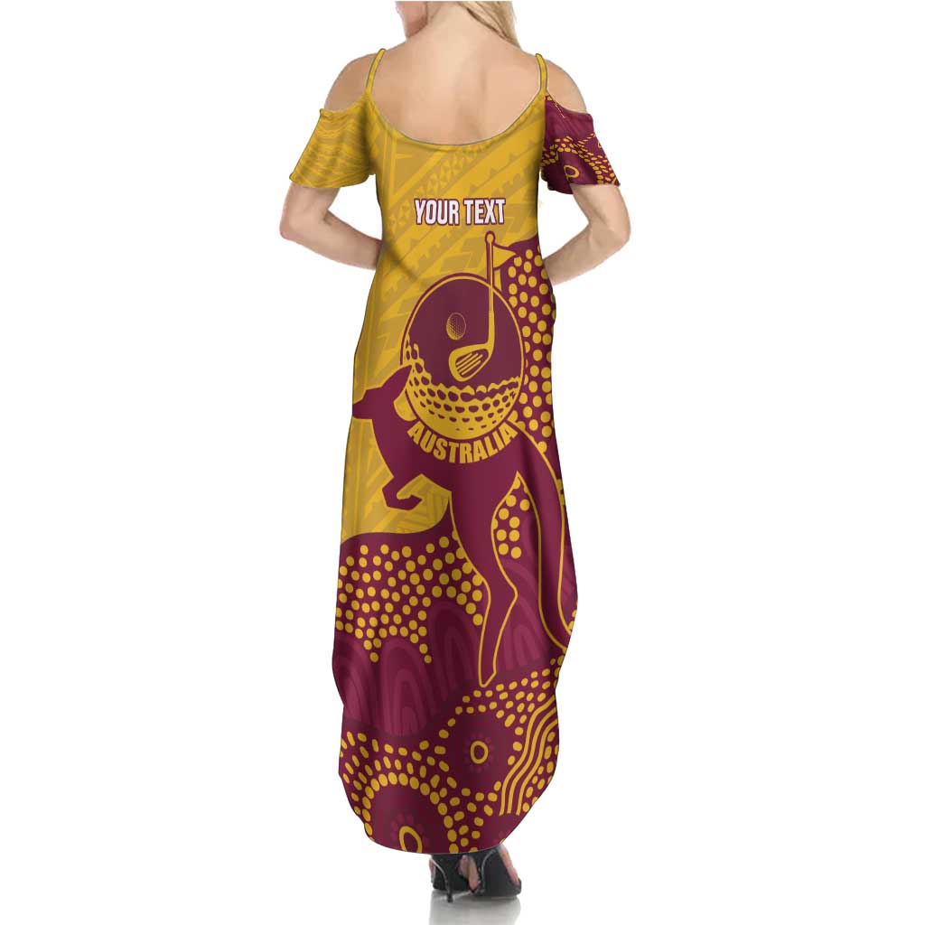 Personalised Australia Golf Summer Maxi Dress Aussie Kangaroo Aboriginal Polynesian Pattern