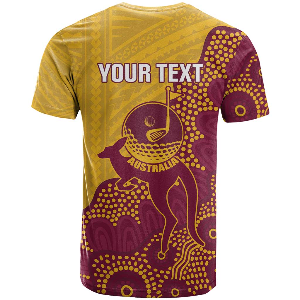 Personalised Australia Golf T Shirt Aussie Kangaroo Aboriginal Polynesian Pattern