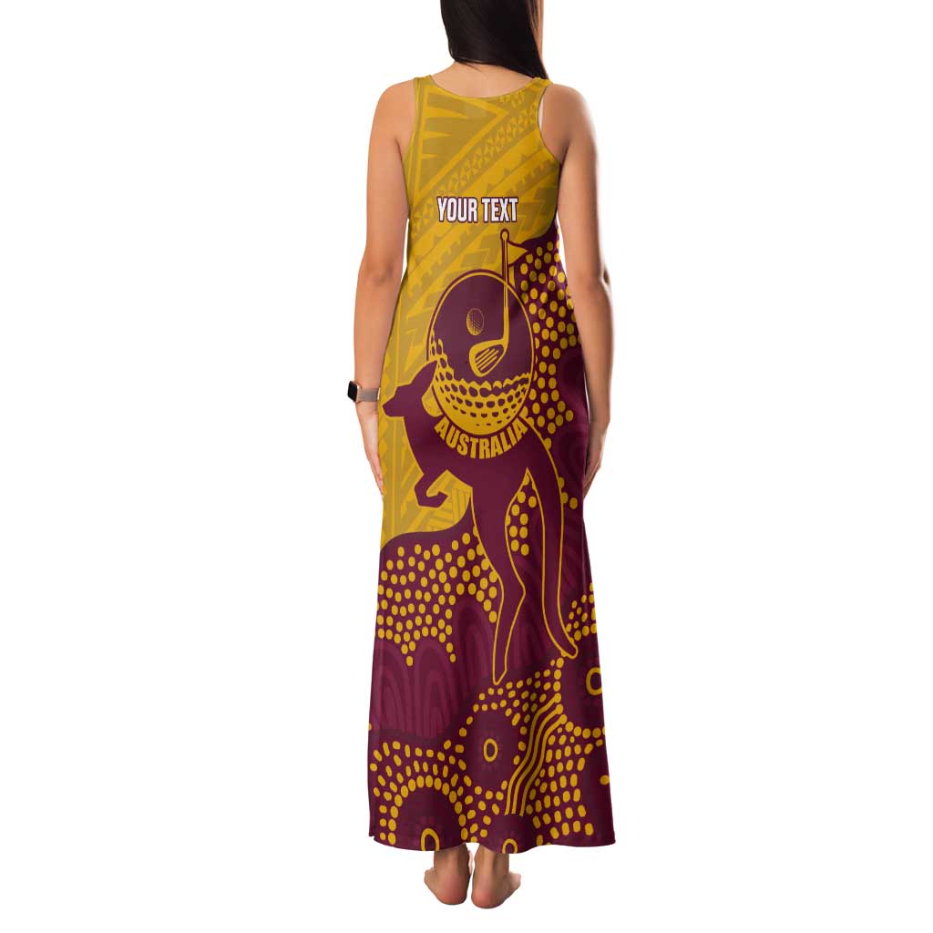 Personalised Australia Golf Tank Maxi Dress Aussie Kangaroo Aboriginal Polynesian Pattern
