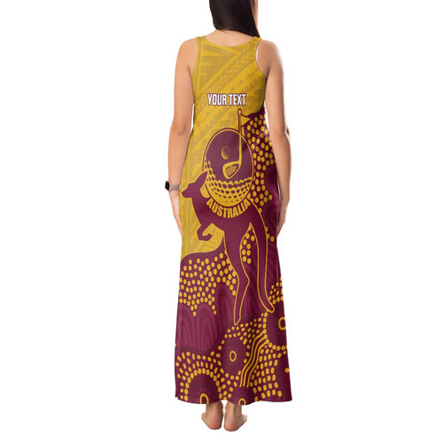 Personalised Australia Golf Tank Maxi Dress Aussie Kangaroo Aboriginal Polynesian Pattern