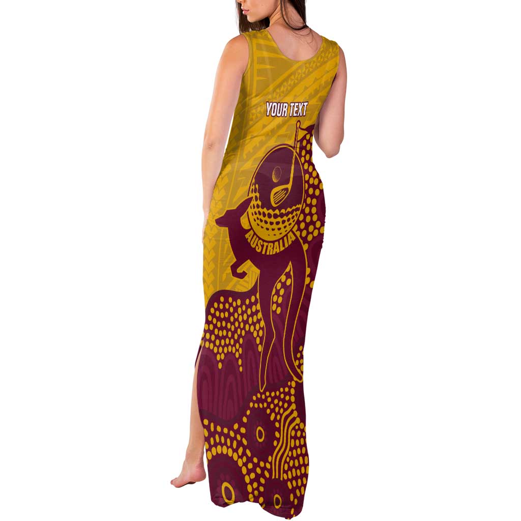 Personalised Australia Golf Tank Maxi Dress Aussie Kangaroo Aboriginal Polynesian Pattern