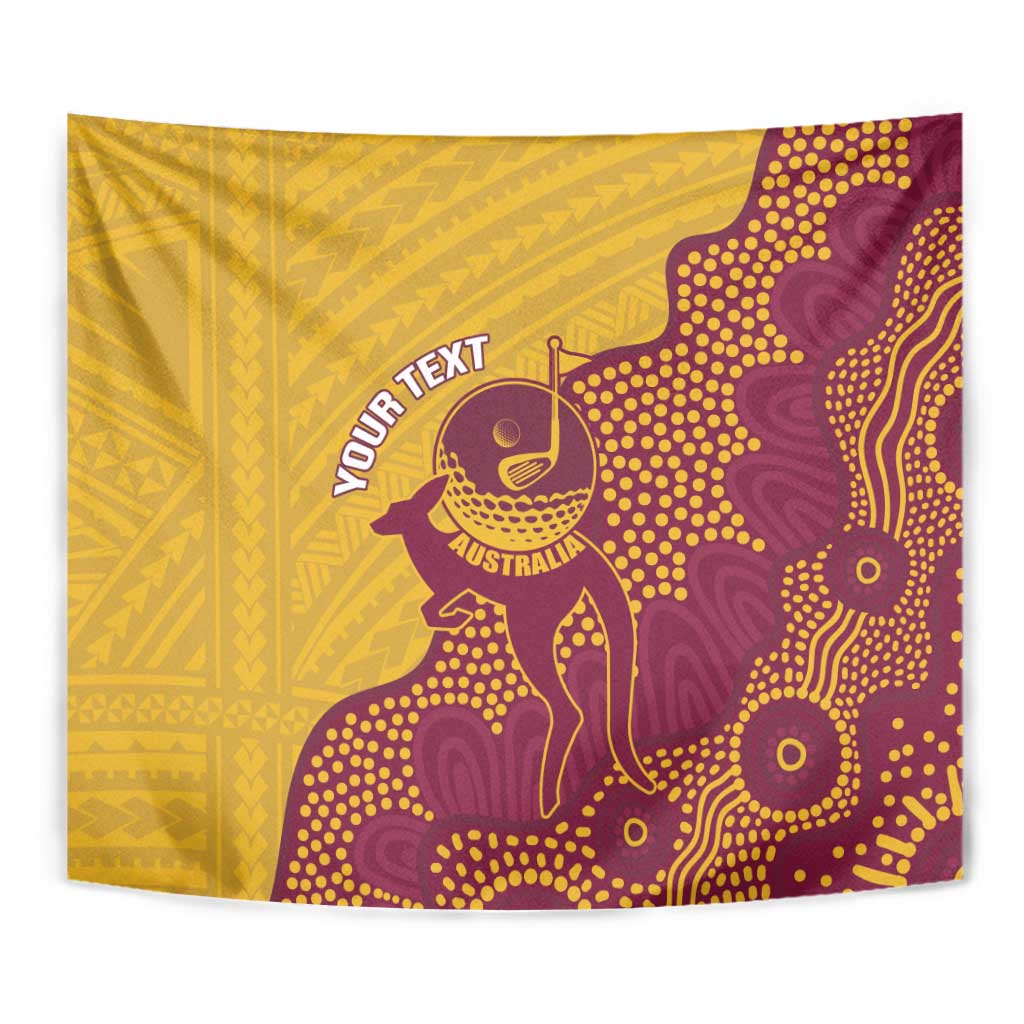 Personalised Australia Golf Tapestry Aussie Kangaroo Aboriginal Polynesian Pattern