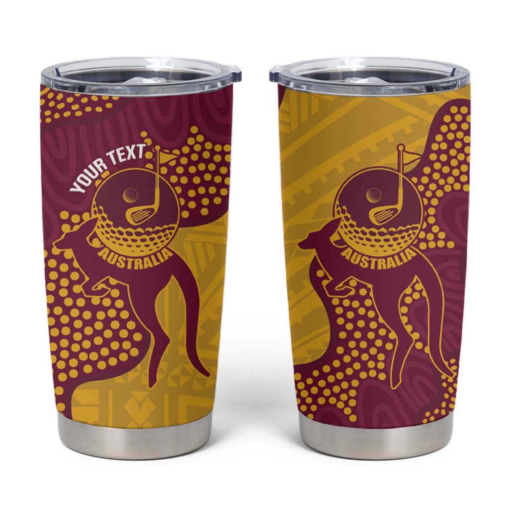 Personalised Australia Golf Tumbler Cup Aussie Kangaroo Aboriginal Polynesian Pattern
