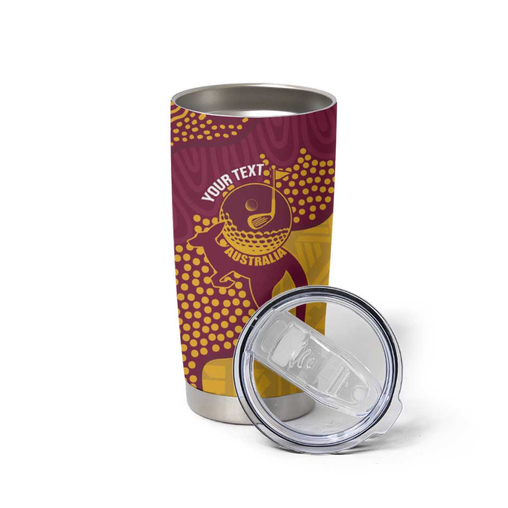 Personalised Australia Golf Tumbler Cup Aussie Kangaroo Aboriginal Polynesian Pattern