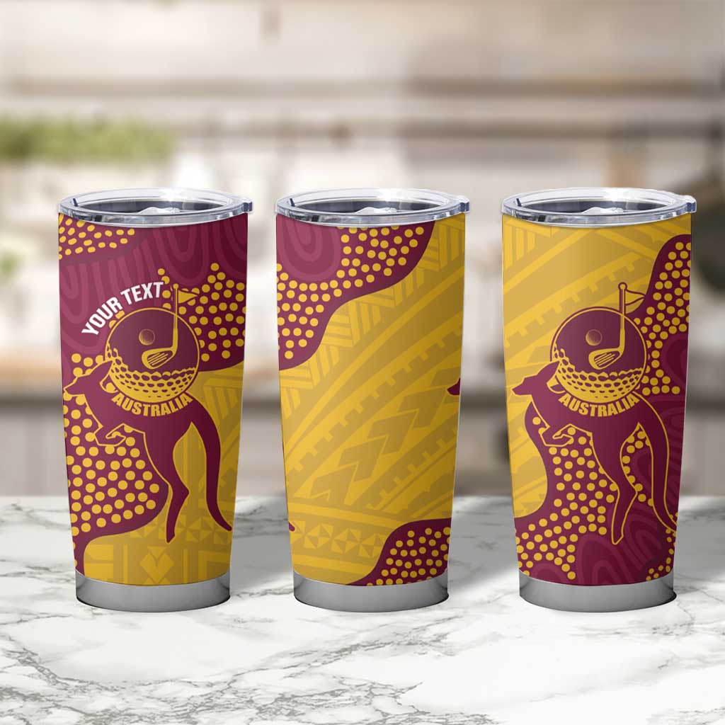 Personalised Australia Golf Tumbler Cup Aussie Kangaroo Aboriginal Polynesian Pattern