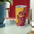 Personalised Australia Golf Tumbler Cup Aussie Kangaroo Aboriginal Polynesian Pattern