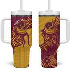 Personalised Australia Golf Tumbler With Handle Aussie Kangaroo Aboriginal Polynesian Pattern