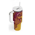Personalised Australia Golf Tumbler With Handle Aussie Kangaroo Aboriginal Polynesian Pattern