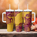 Personalised Australia Golf Tumbler With Handle Aussie Kangaroo Aboriginal Polynesian Pattern