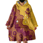 Personalised Australia Golf Wearable Blanket Hoodie Aussie Kangaroo Aboriginal Polynesian Pattern