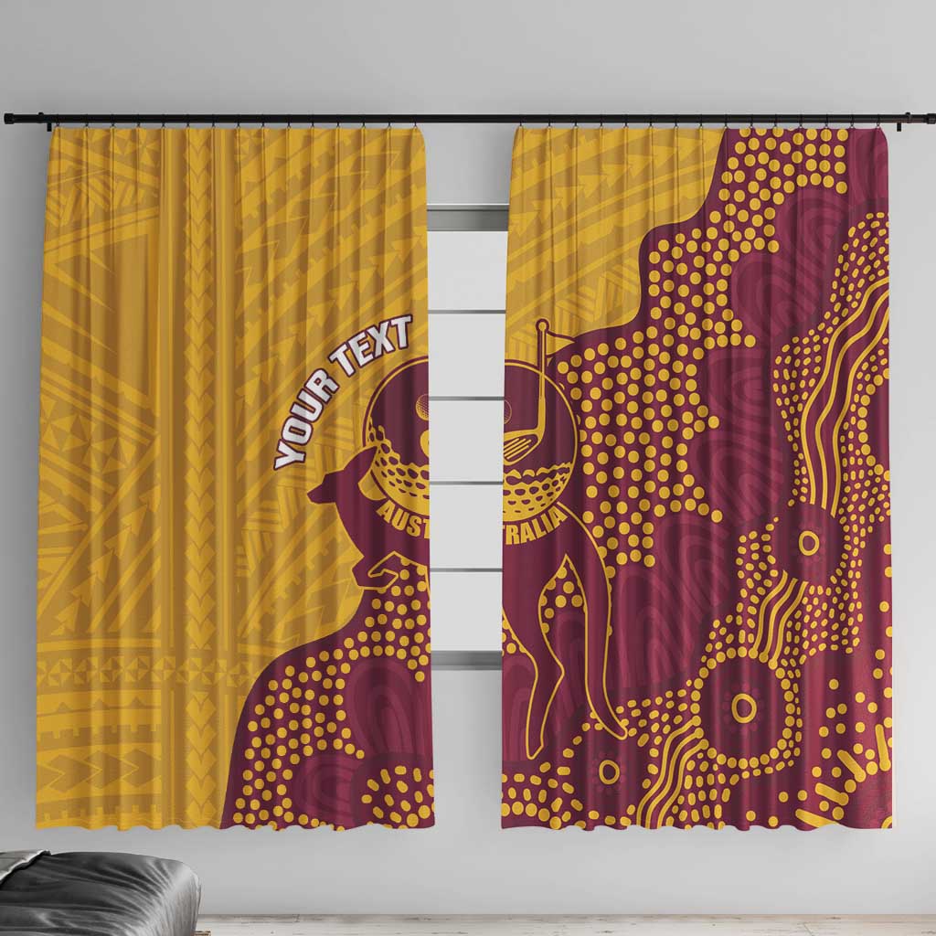 Personalised Australia Golf Window Curtain Aussie Kangaroo Aboriginal Polynesian Pattern