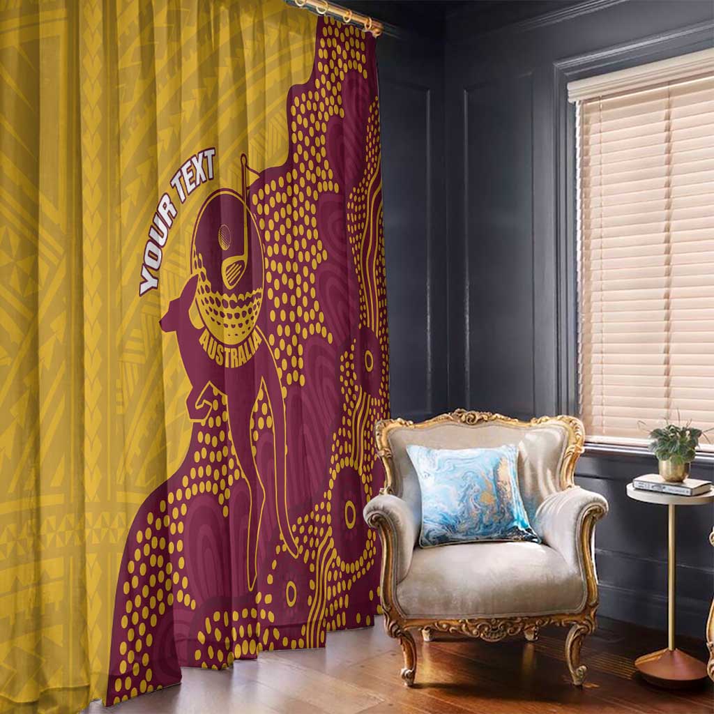 Personalised Australia Golf Window Curtain Aussie Kangaroo Aboriginal Polynesian Pattern