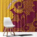 Personalised Australia Golf Window Curtain Aussie Kangaroo Aboriginal Polynesian Pattern