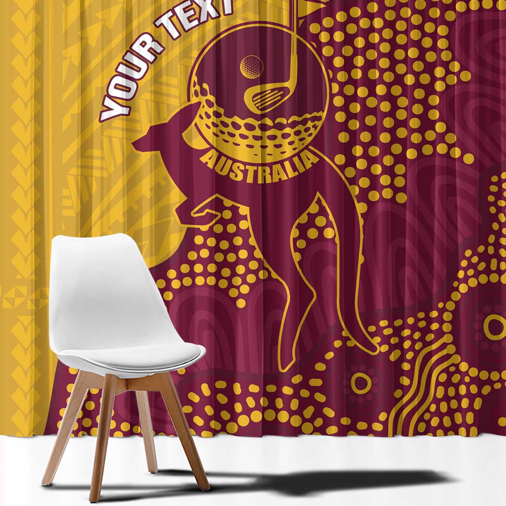Personalised Australia Golf Window Curtain Aussie Kangaroo Aboriginal Polynesian Pattern