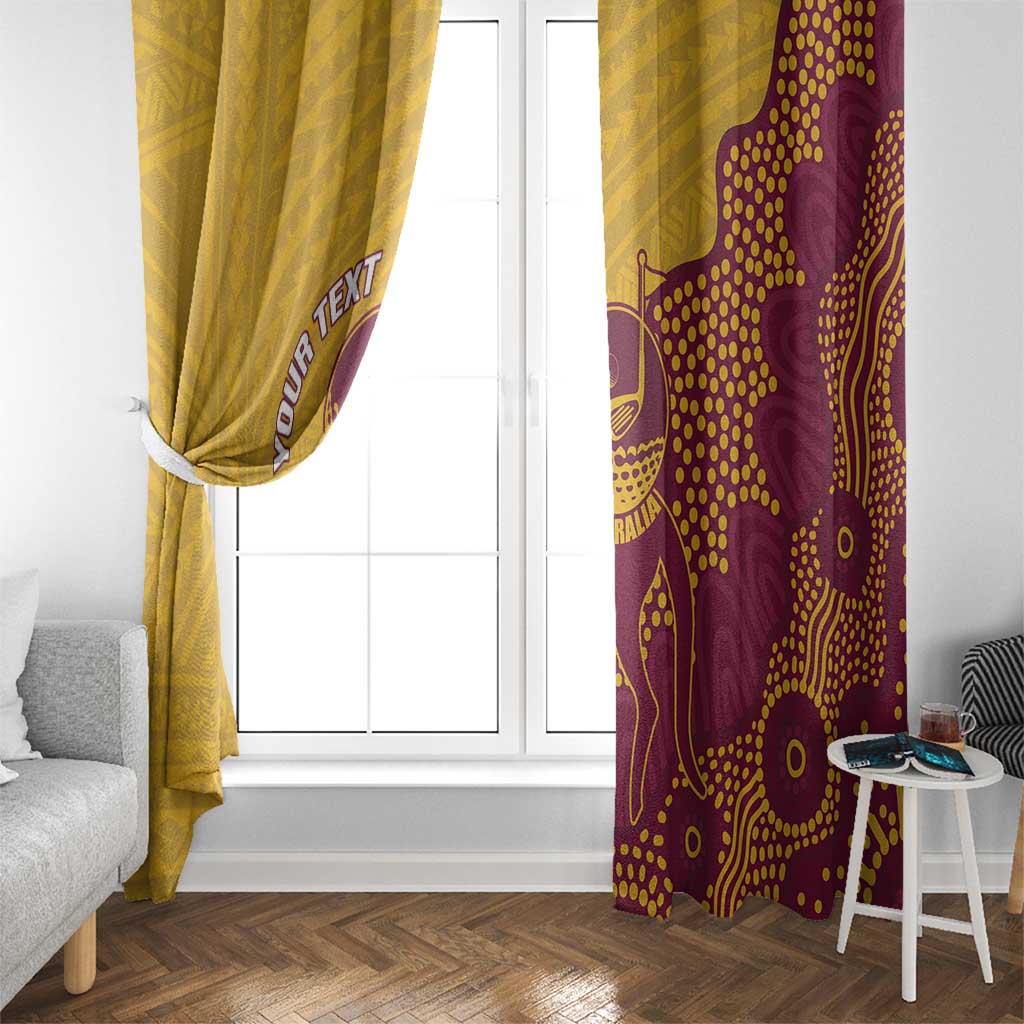 Personalised Australia Golf Window Curtain Aussie Kangaroo Aboriginal Polynesian Pattern