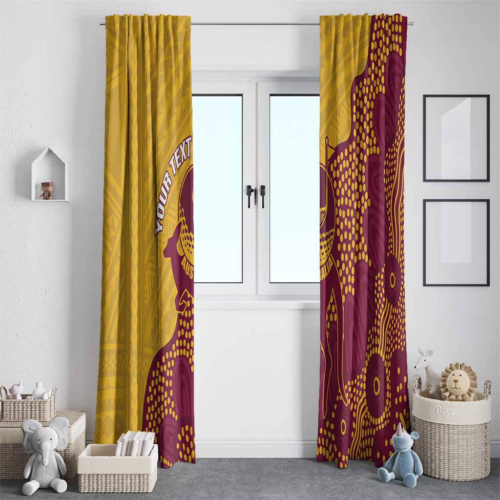 Personalised Australia Golf Window Curtain Aussie Kangaroo Aboriginal Polynesian Pattern