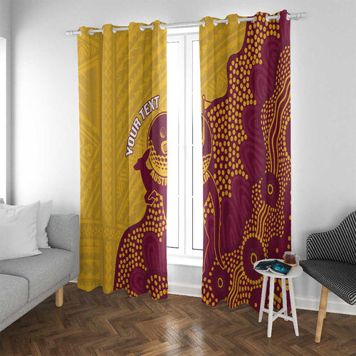 Personalised Australia Golf Window Curtain Aussie Kangaroo Aboriginal Polynesian Pattern
