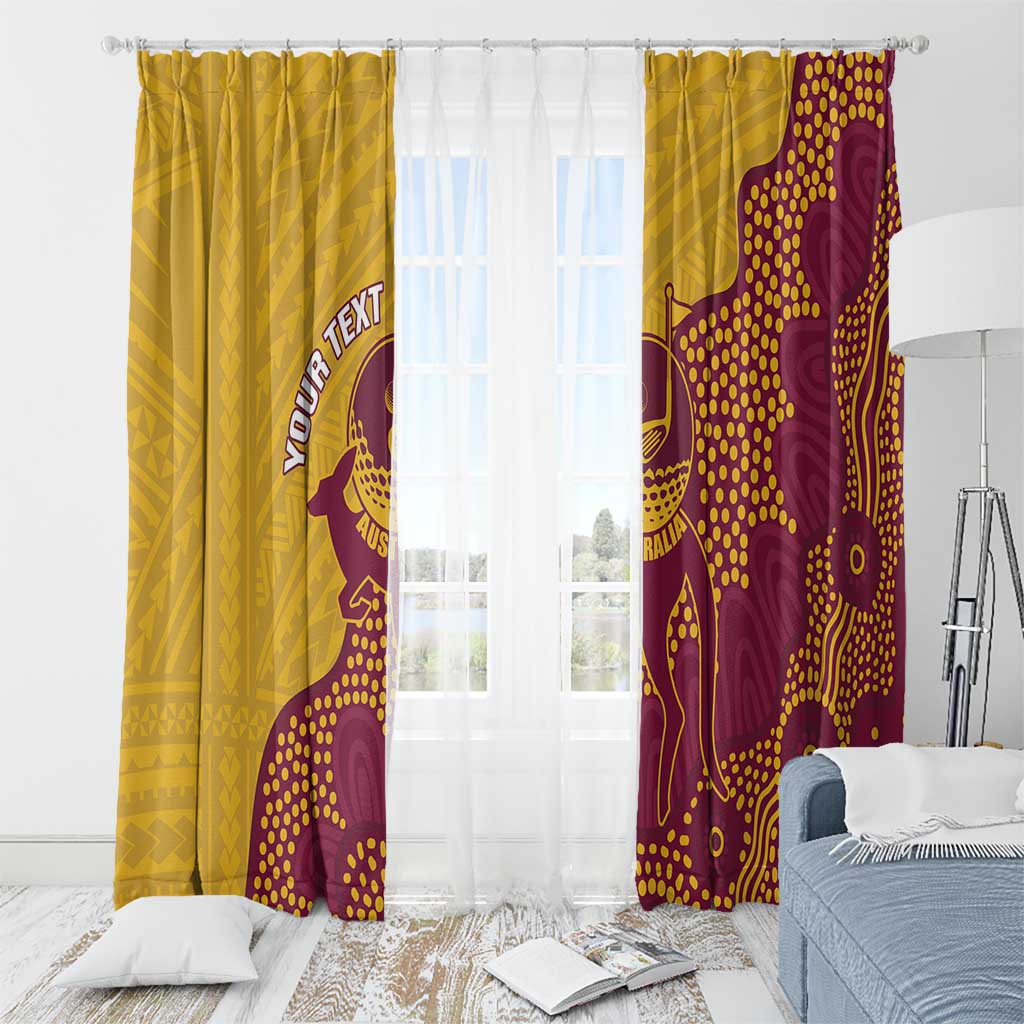 Personalised Australia Golf Window Curtain Aussie Kangaroo Aboriginal Polynesian Pattern