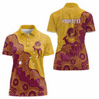 Personalised Australia Golf Women Polo Shirt Aussie Kangaroo Aboriginal Polynesian Pattern