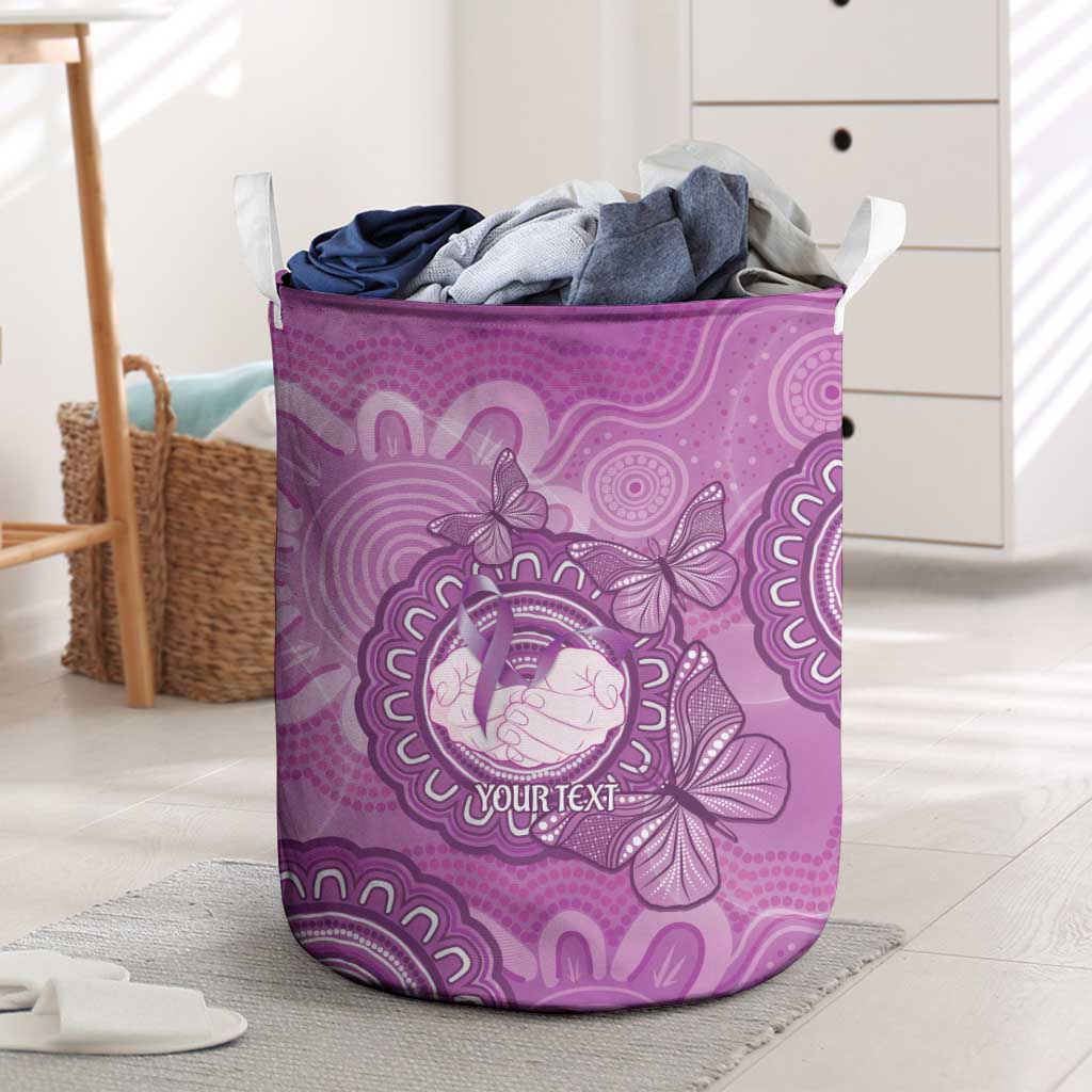 Australia Lupus Awareness Month Personalised Laundry Basket Warrior Purple Ribbon Butterflies Indigenous Art