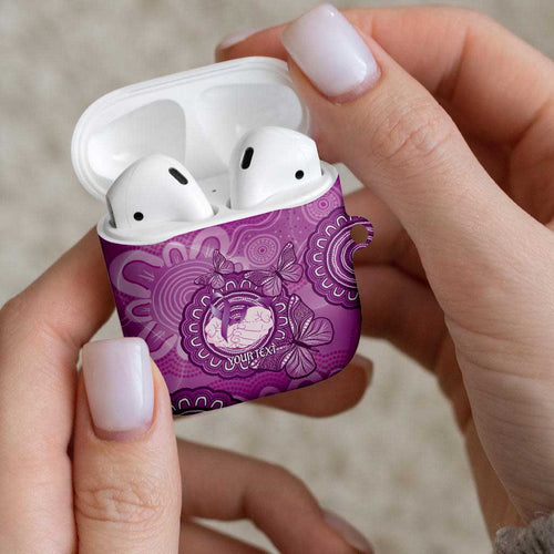 Australia Lupus Awareness Month Personalised AirPods Case Warrior Purple Ribbon Butterflies Indigenous Art