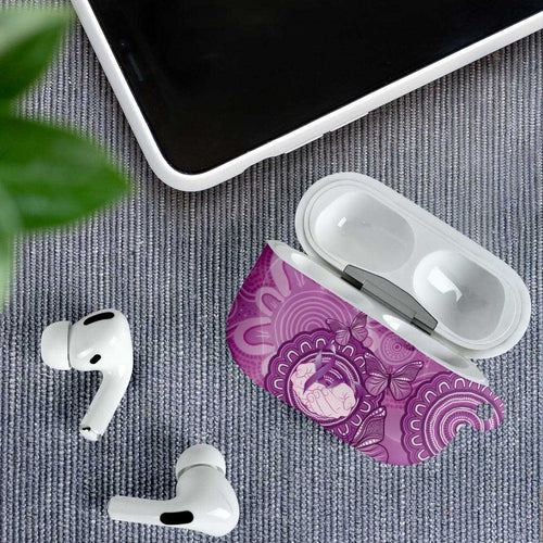 Australia Lupus Awareness Month Personalised AirPods Case Warrior Purple Ribbon Butterflies Indigenous Art