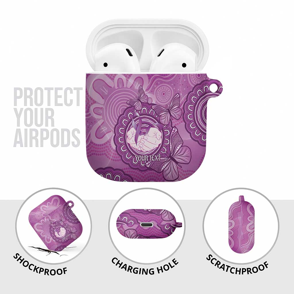 Australia Lupus Awareness Month Personalised AirPods Case Warrior Purple Ribbon Butterflies Indigenous Art