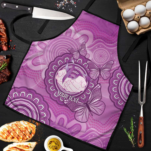 Australia Lupus Awareness Month Personalised Apron Warrior Purple Ribbon Butterflies Indigenous Art