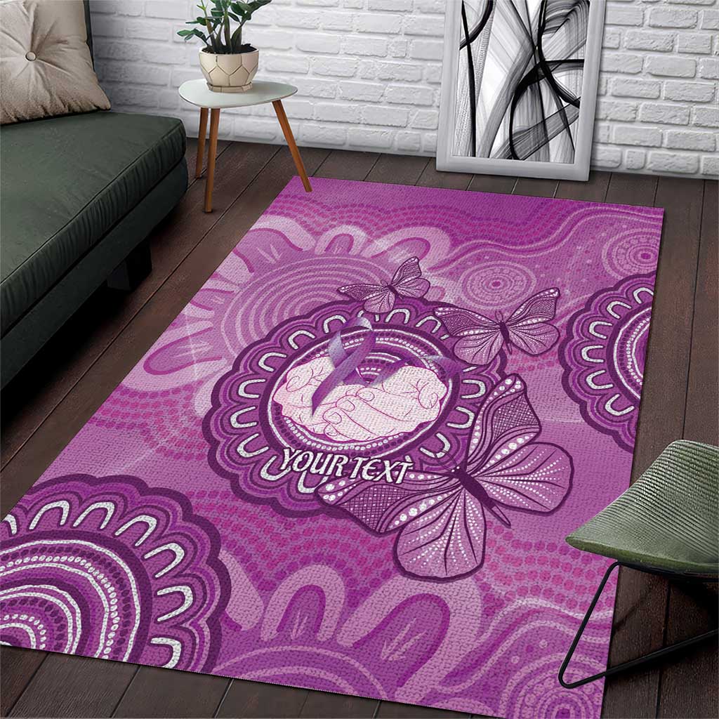 Australia Lupus Awareness Month Personalised Area Rug Warrior Purple Ribbon Butterflies Indigenous Art
