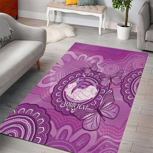 Australia Lupus Awareness Month Personalised Area Rug Warrior Purple Ribbon Butterflies Indigenous Art