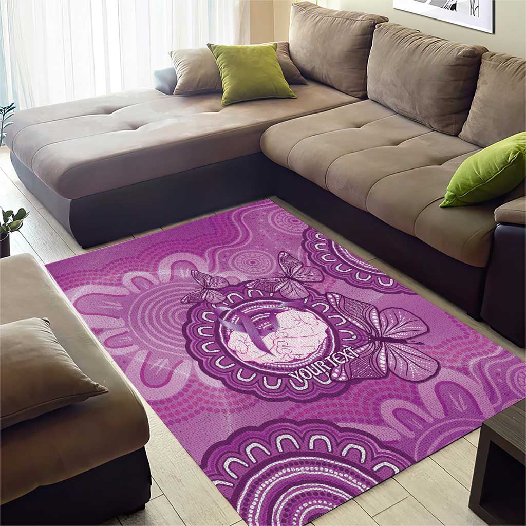 Australia Lupus Awareness Month Personalised Area Rug Warrior Purple Ribbon Butterflies Indigenous Art