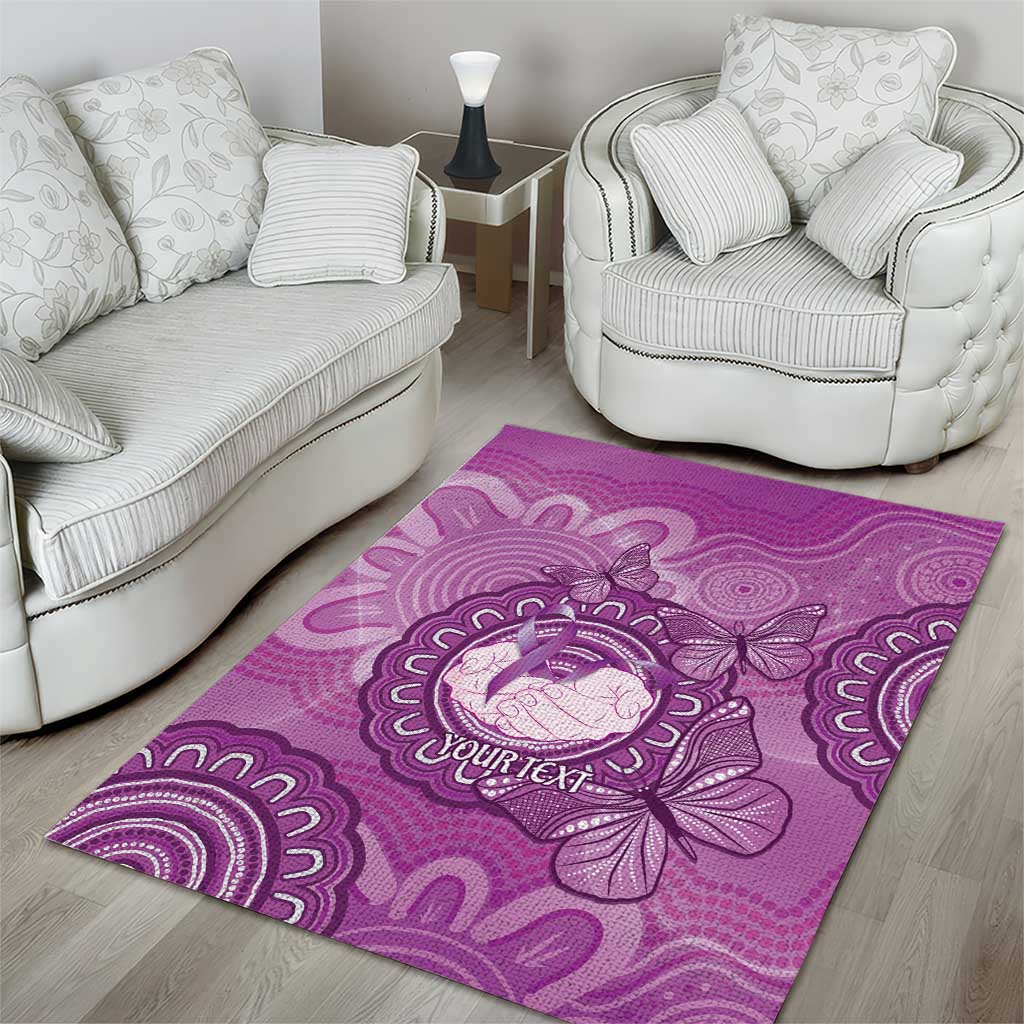 Australia Lupus Awareness Month Personalised Area Rug Warrior Purple Ribbon Butterflies Indigenous Art