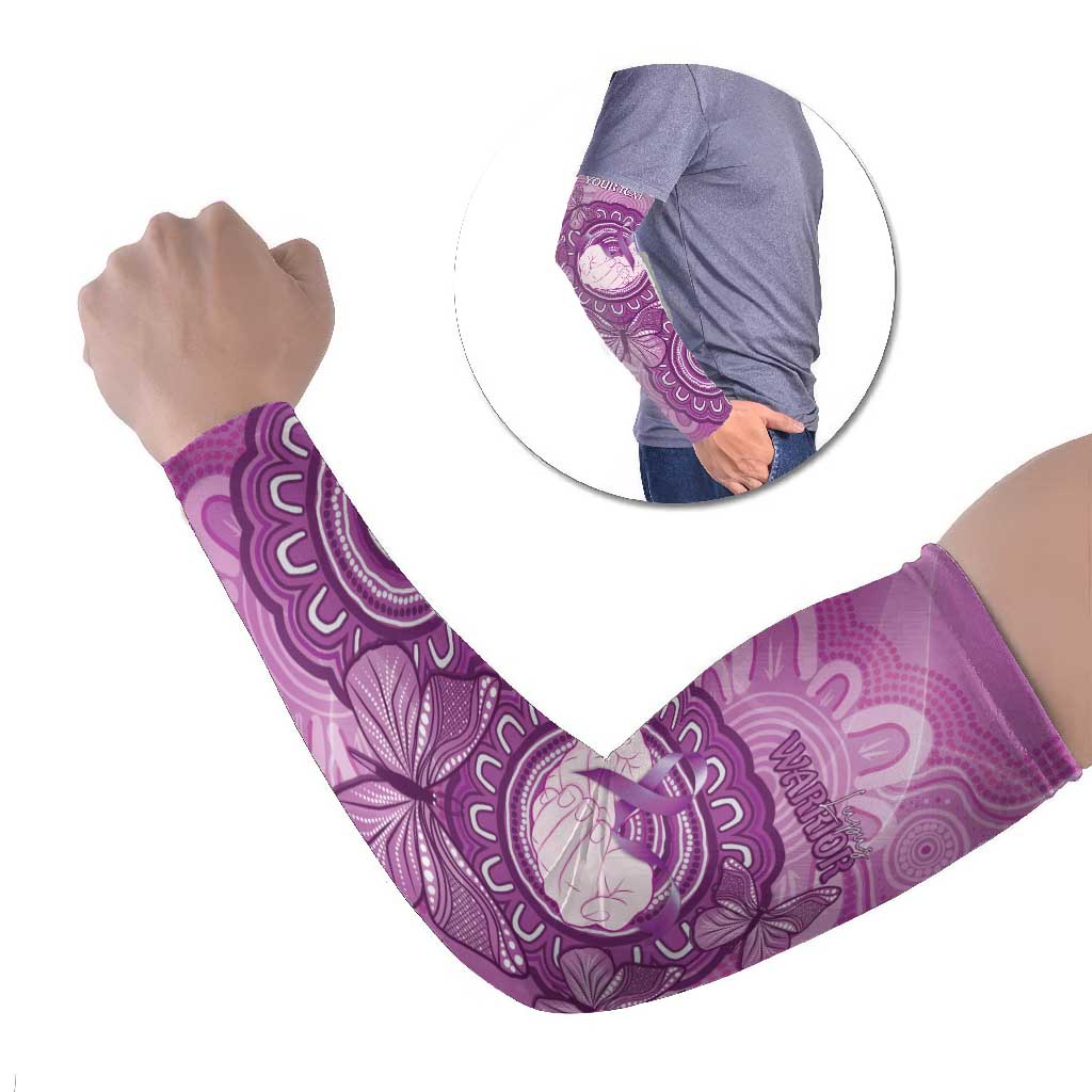 Australia Lupus Awareness Month Personalised Arm Sleeves Warrior Purple Ribbon Butterflies Indigenous Art