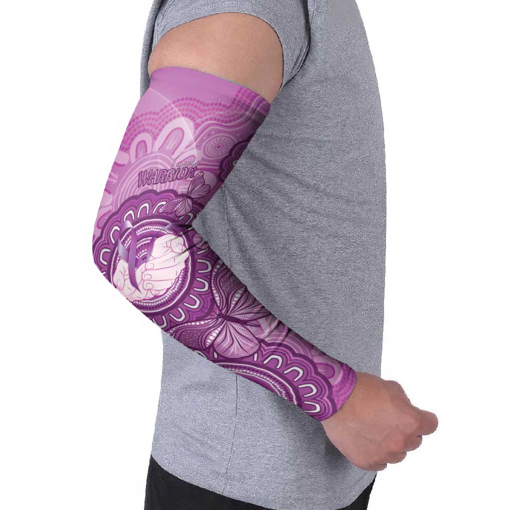 Australia Lupus Awareness Month Personalised Arm Sleeves Warrior Purple Ribbon Butterflies Indigenous Art