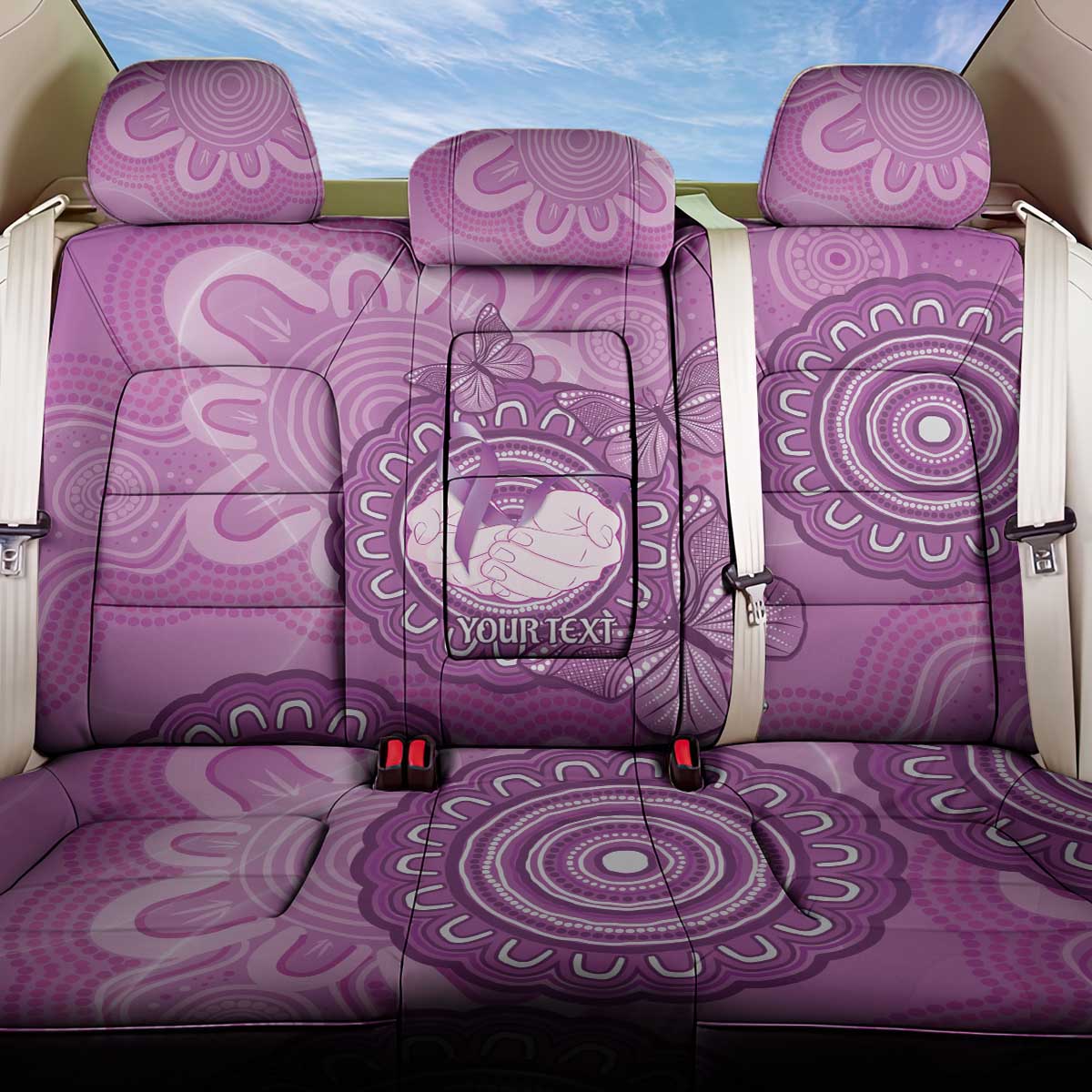 Australia Lupus Awareness Month Personalised Back Car Seat Cover Warrior Purple Ribbon Butterflies Indigenous Art