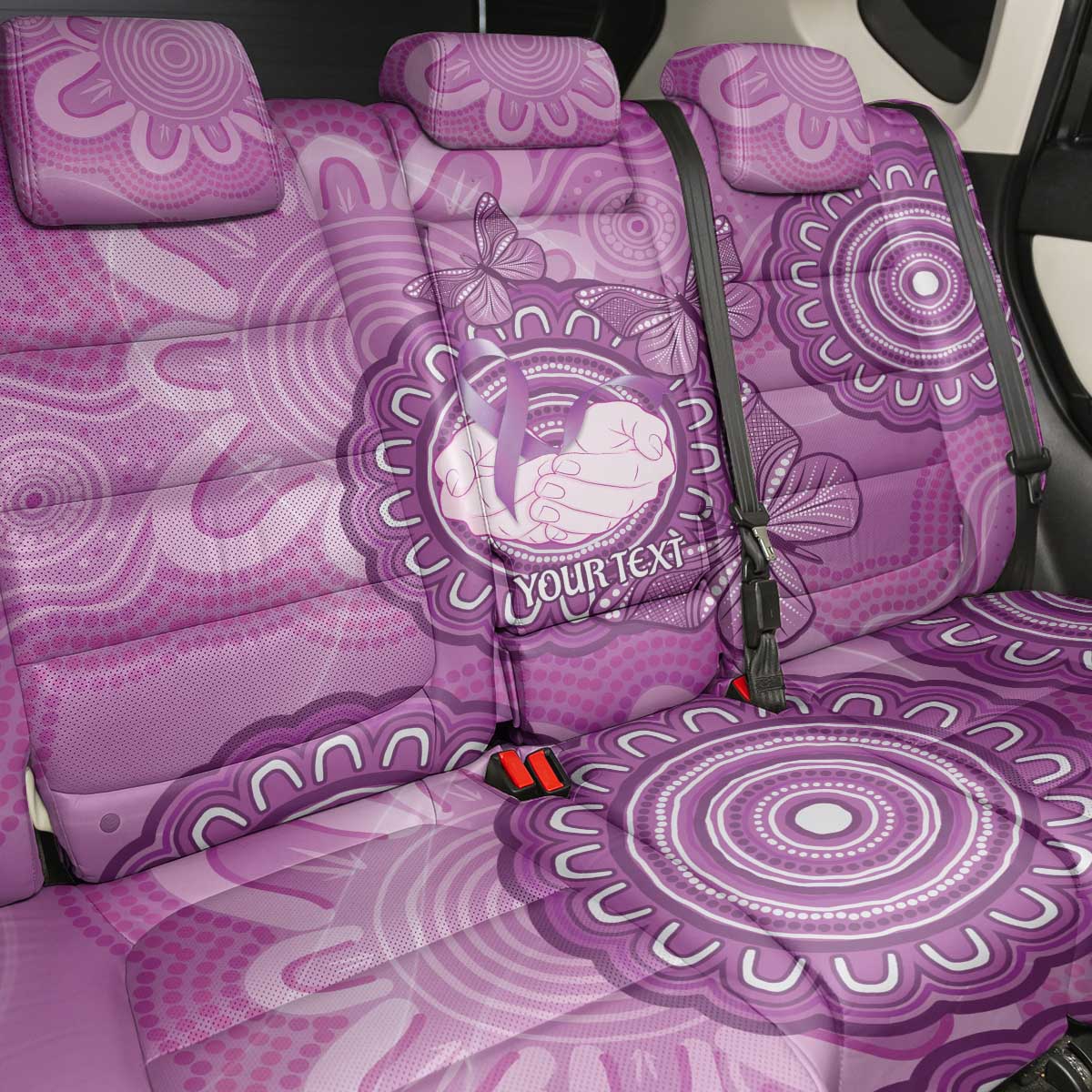 Australia Lupus Awareness Month Personalised Back Car Seat Cover Warrior Purple Ribbon Butterflies Indigenous Art