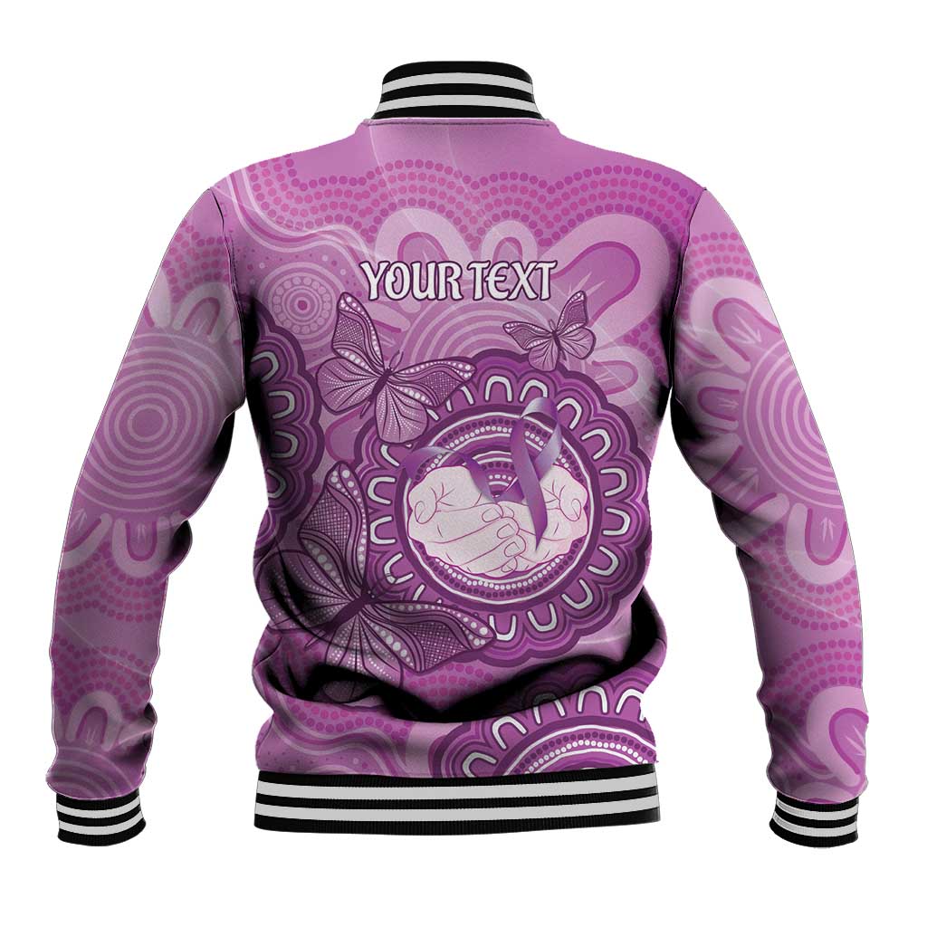 Australia Lupus Awareness Month Personalised Baseball Jacket Warrior Purple Ribbon Butterflies Indigenous Art