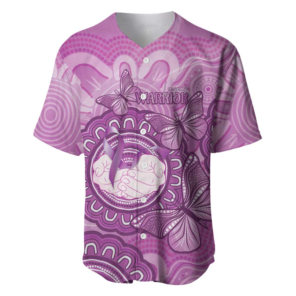 Australia Lupus Awareness Month Personalised Baseball Jersey Warrior Purple Ribbon Butterflies Indigenous Art