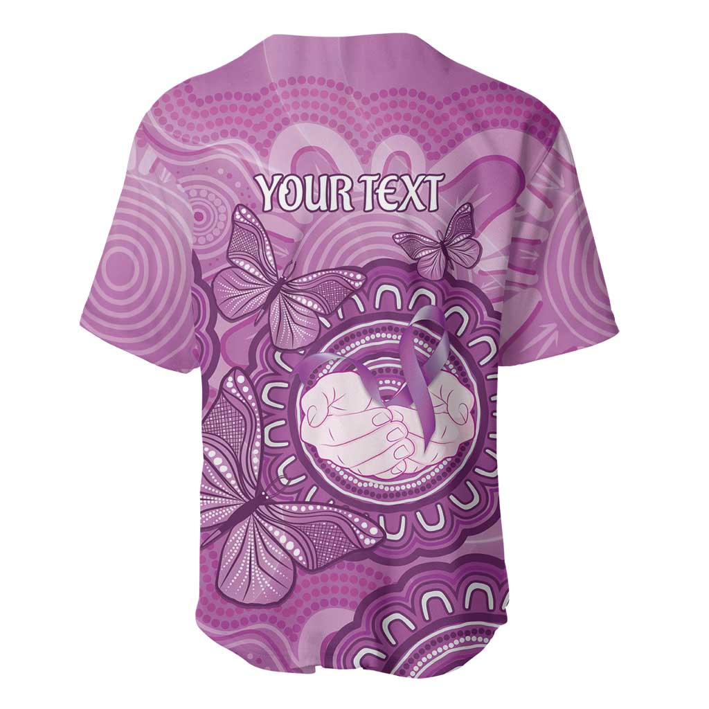 Australia Lupus Awareness Month Personalised Baseball Jersey Warrior Purple Ribbon Butterflies Indigenous Art