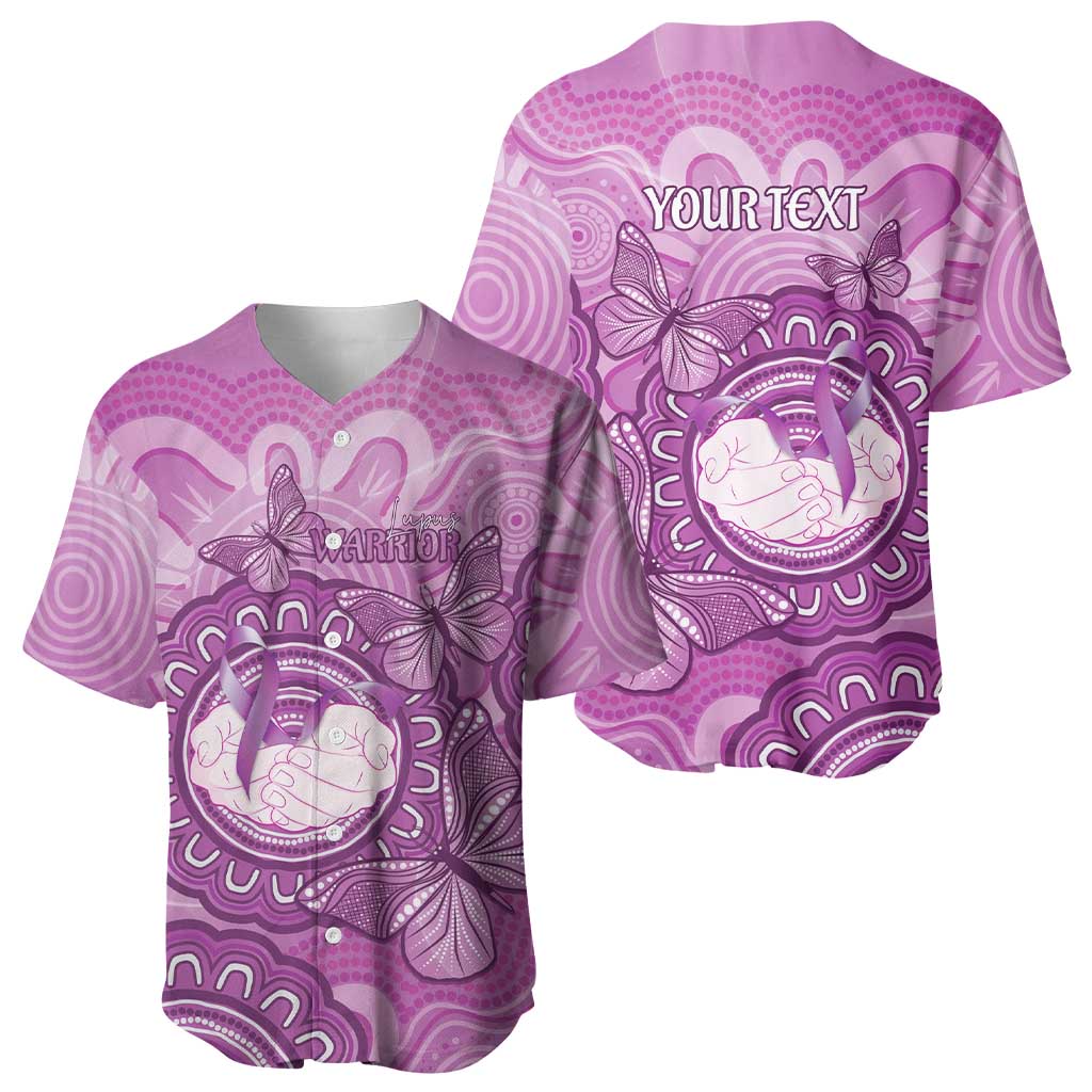Australia Lupus Awareness Month Personalised Baseball Jersey Warrior Purple Ribbon Butterflies Indigenous Art