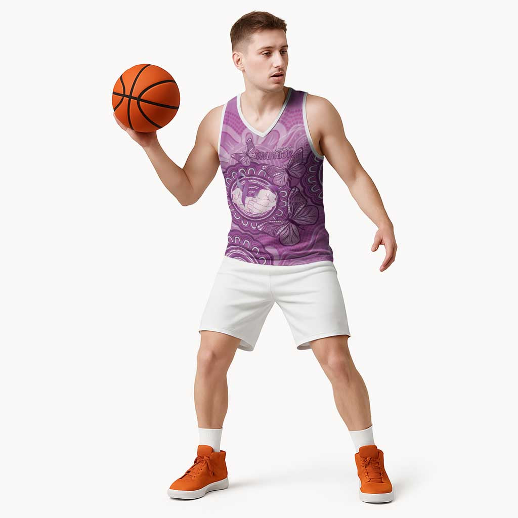 Australia Lupus Awareness Month Personalised Basketball Jersey Warrior Purple Ribbon Butterflies Indigenous Art