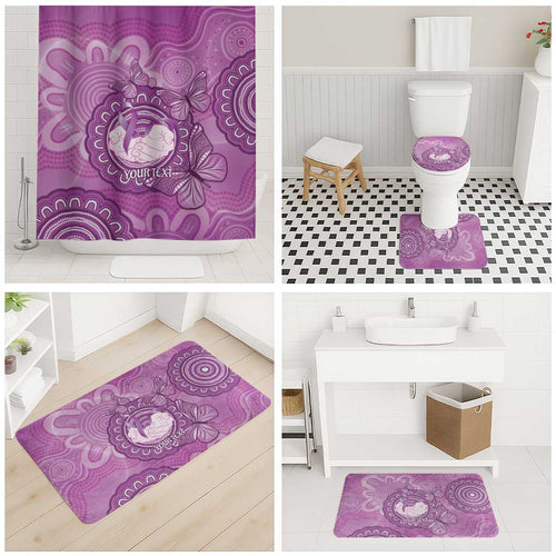 Australia Lupus Awareness Month Personalised Bathroom Set Warrior Purple Ribbon Butterflies Indigenous Art