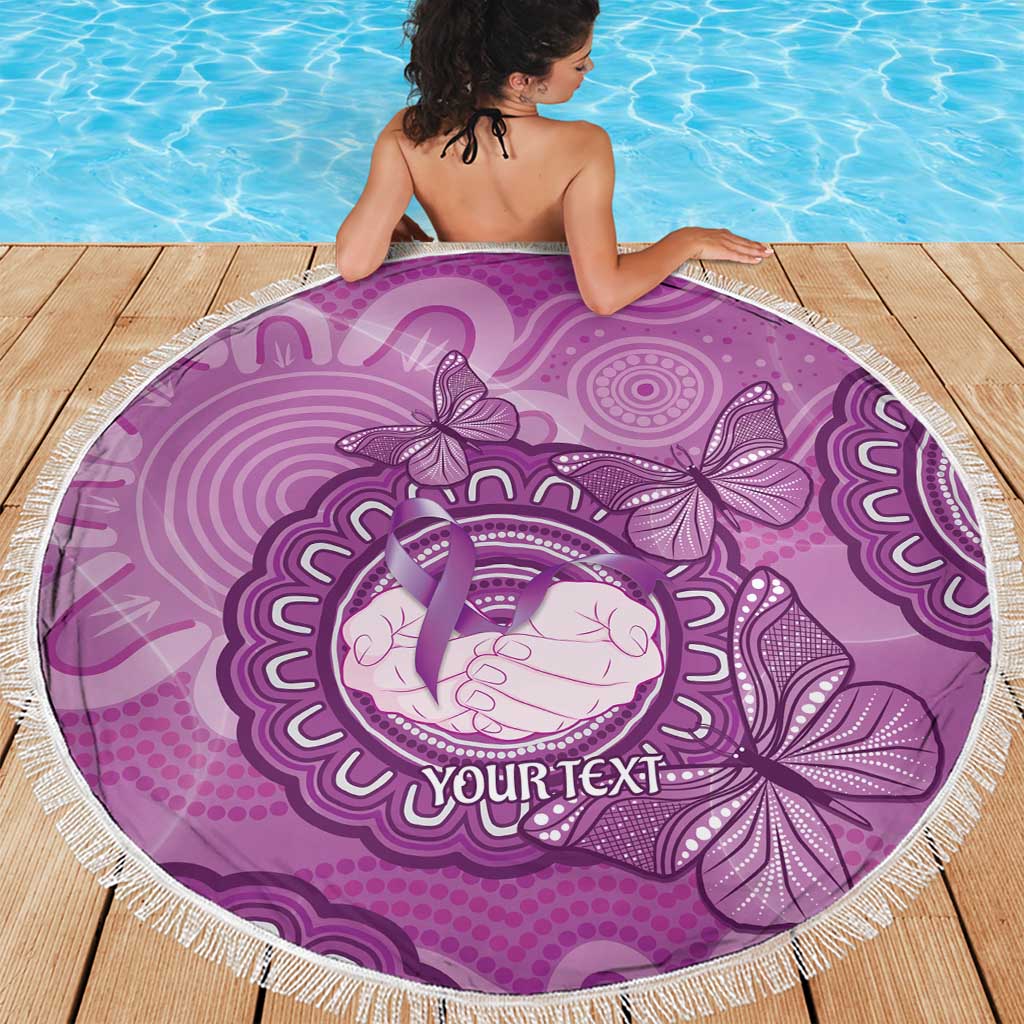 Australia Lupus Awareness Month Personalised Beach Blanket Warrior Purple Ribbon Butterflies Indigenous Art