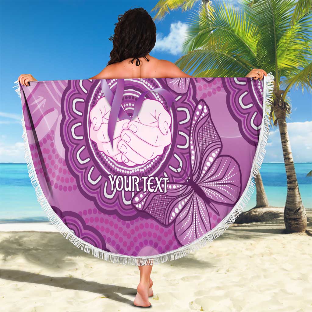 Australia Lupus Awareness Month Personalised Beach Blanket Warrior Purple Ribbon Butterflies Indigenous Art