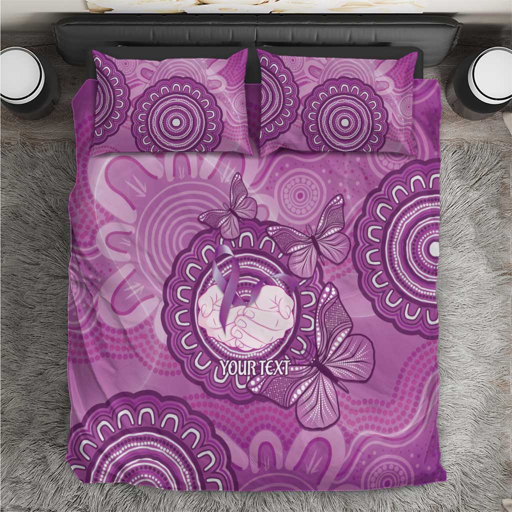 Australia Lupus Awareness Month Personalised Bedding Set Warrior Purple Ribbon Butterflies Indigenous Art