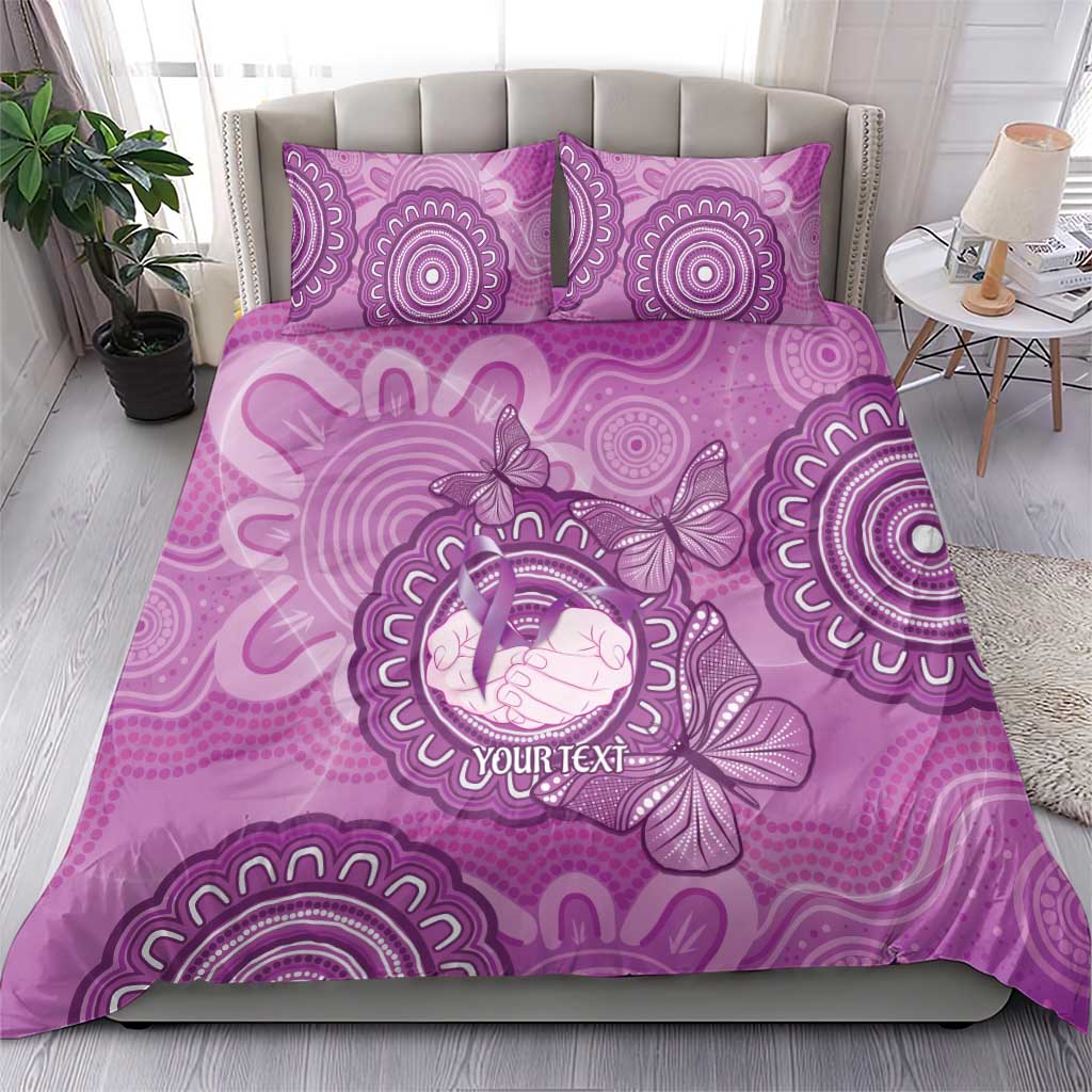 Australia Lupus Awareness Month Personalised Bedding Set Warrior Purple Ribbon Butterflies Indigenous Art
