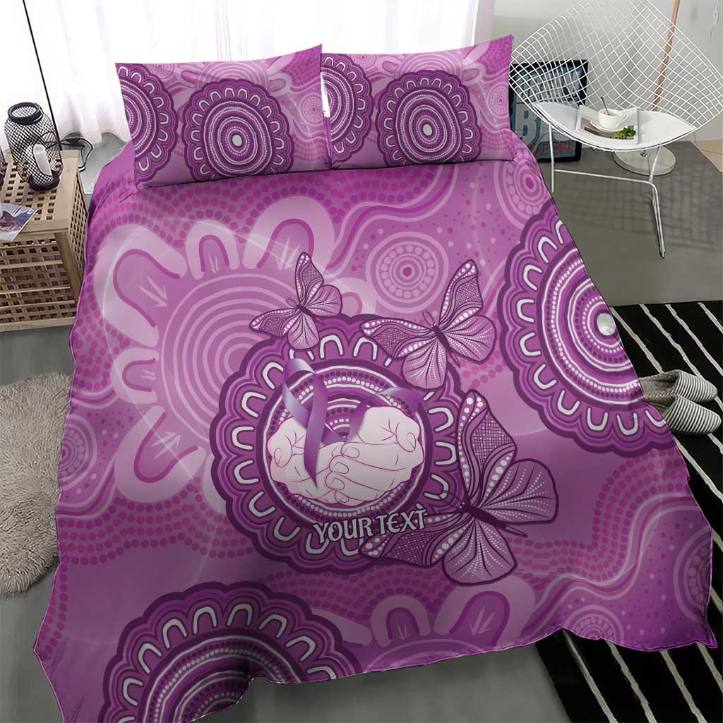 Australia Lupus Awareness Month Personalised Bedding Set Warrior Purple Ribbon Butterflies Indigenous Art