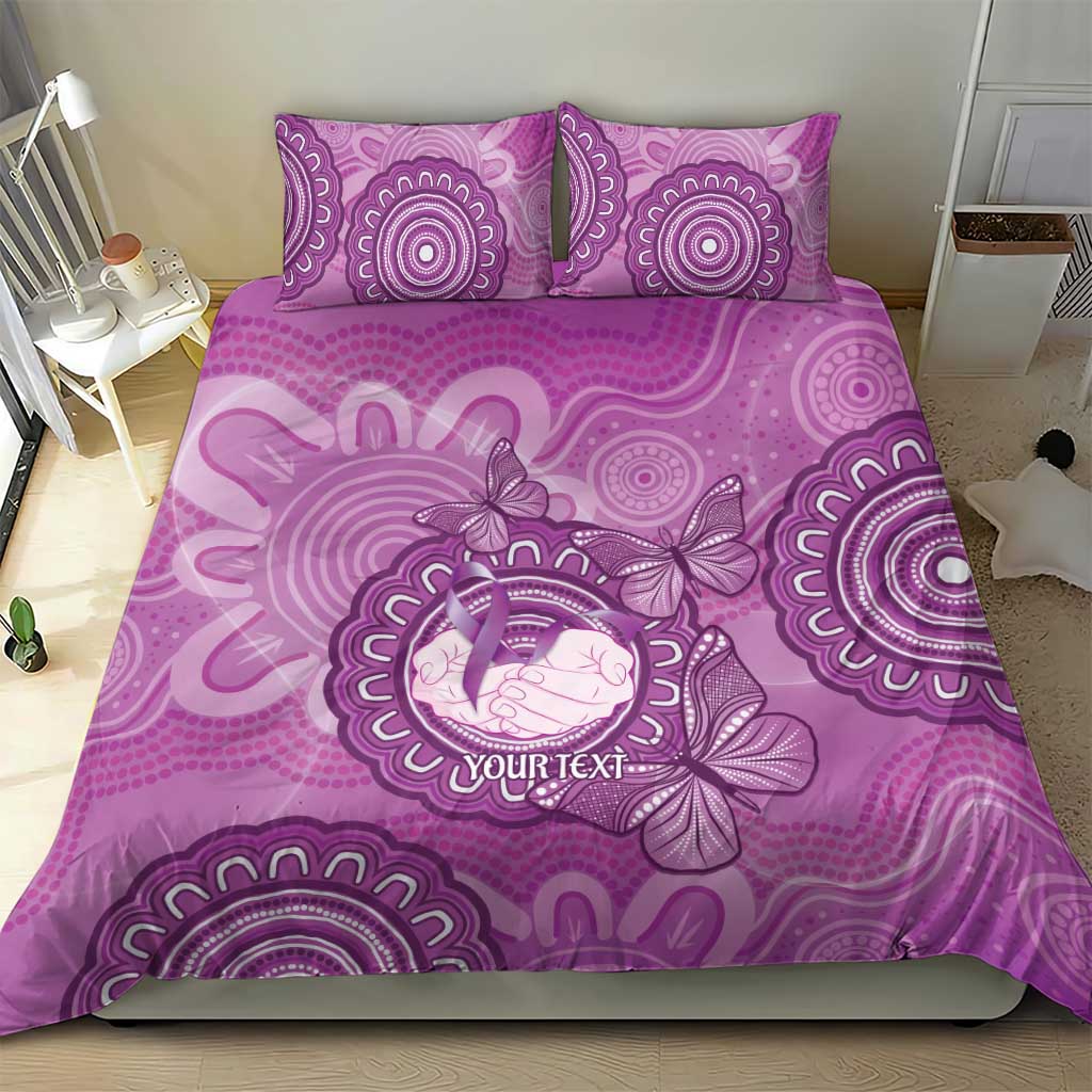 Australia Lupus Awareness Month Personalised Bedding Set Warrior Purple Ribbon Butterflies Indigenous Art